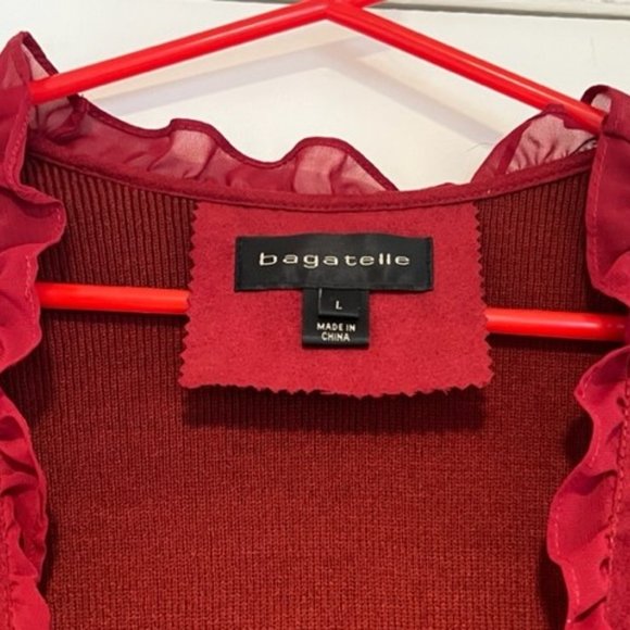 Bagatelle Women's Burgundy Sweater-Jacket (Large) - Picture 3 of 7